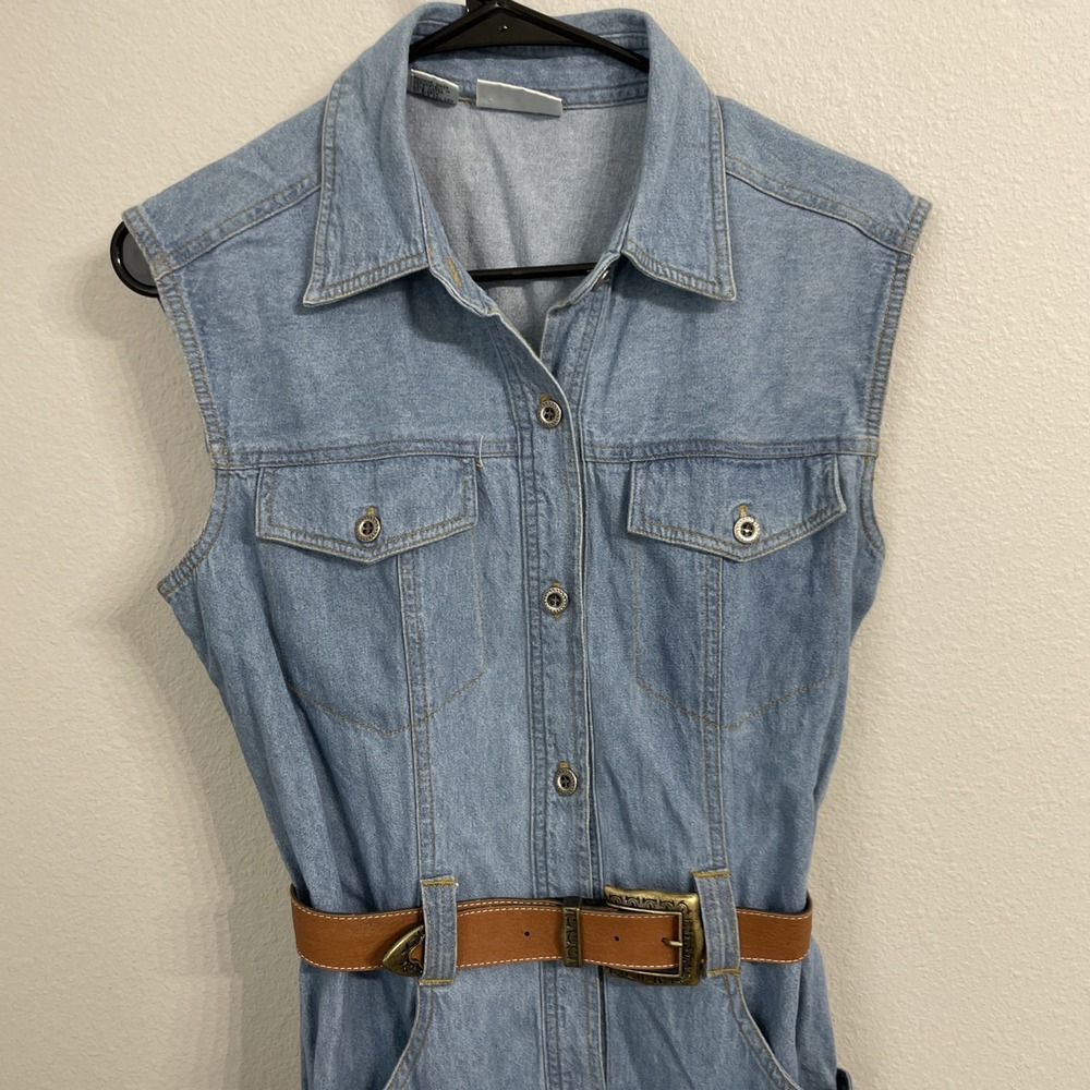 Rafaella Medium Wash Denim Dress Vintage 90's Y2K Modest Friends Phoebe Size 6 - Picture 4 of 5